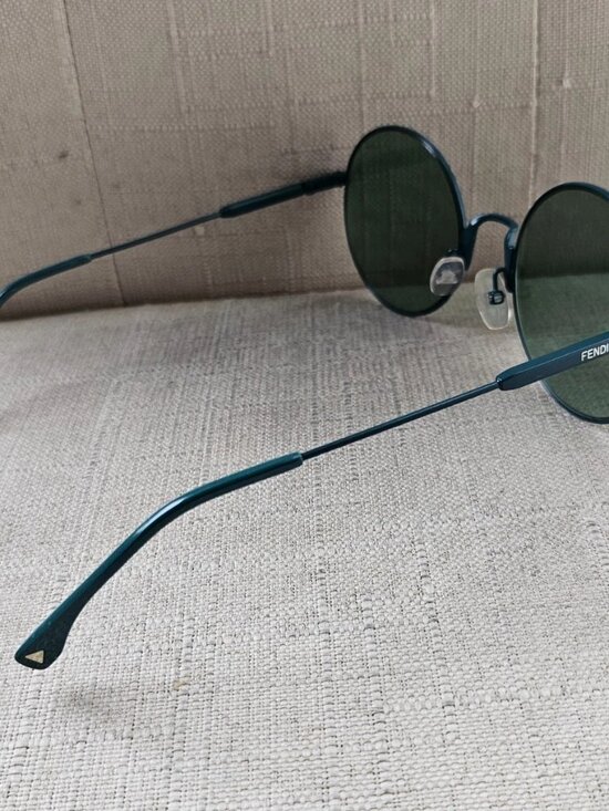 Fendi Women Sunglasses Green Tone Metal Frame Round Eyewear waves Made in Italy main image 8